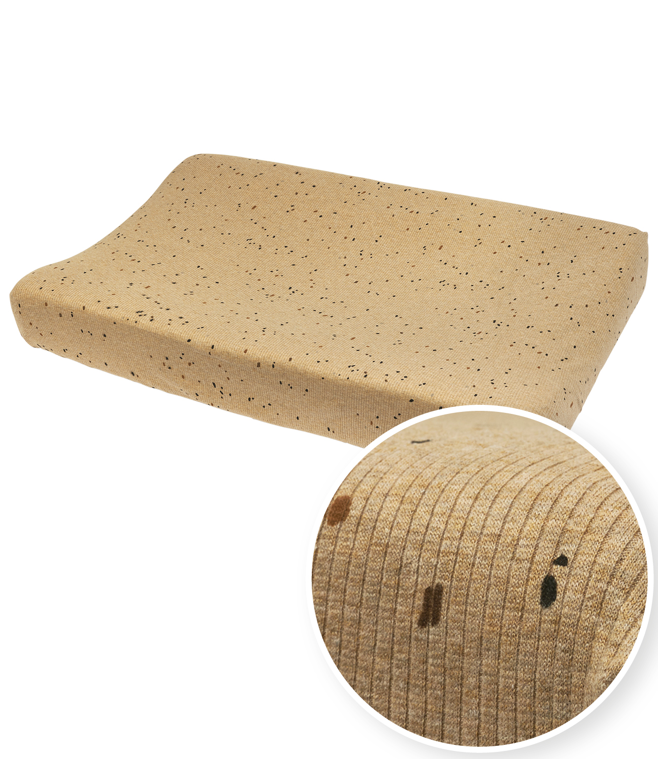 Aankleedkussenhoes Rib Mini Spot - Toffee Melange - 50x7