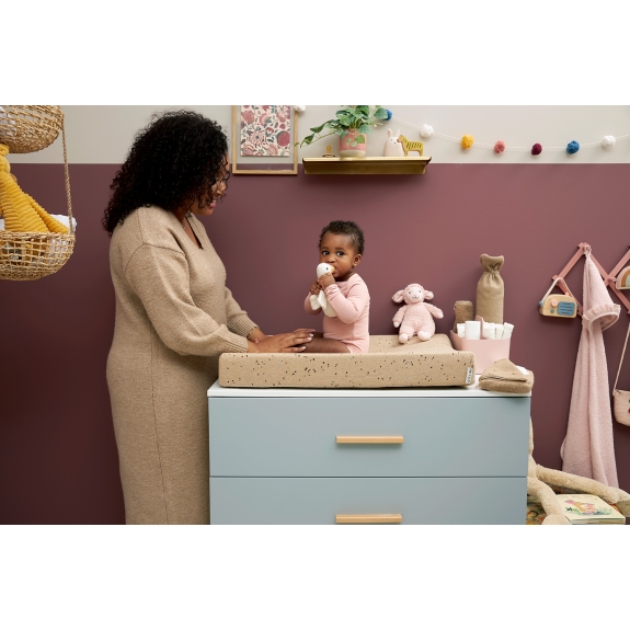 Aankleedkussenhoes Rib Mini Spot - Toffee Melange - 50x7