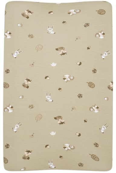 Aankleedkussenhoes met Bosdieren - zand - 50x70cm