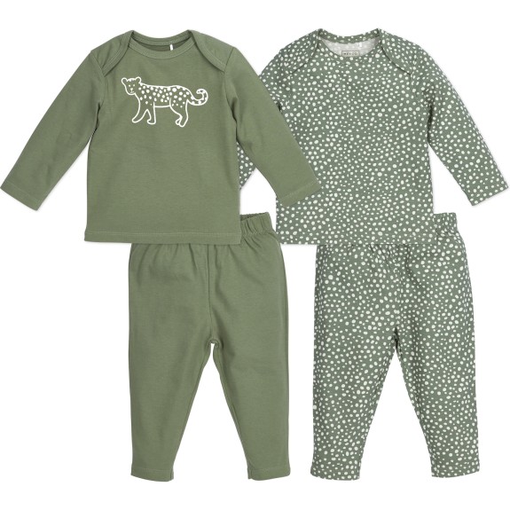Meyco - Baby Pyjama 2-pack Cheetah - Bosgroen - 50/56