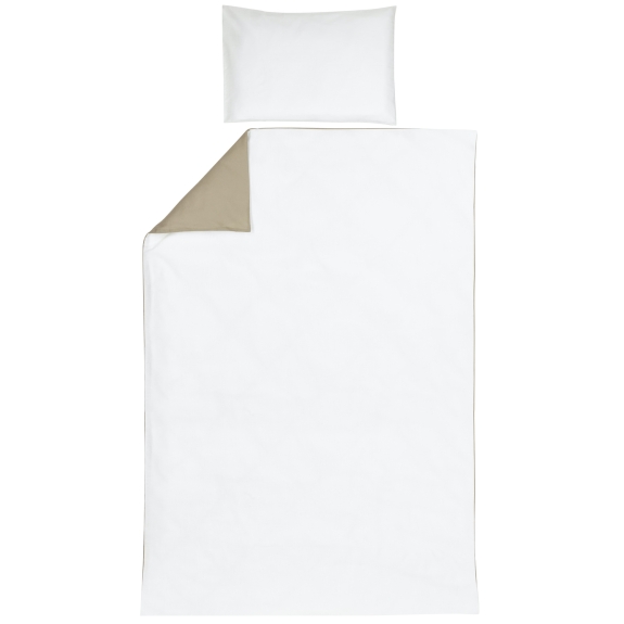 Dekbedovertrek Eenpersoons Uni Taupe Offwhite 140x200/22