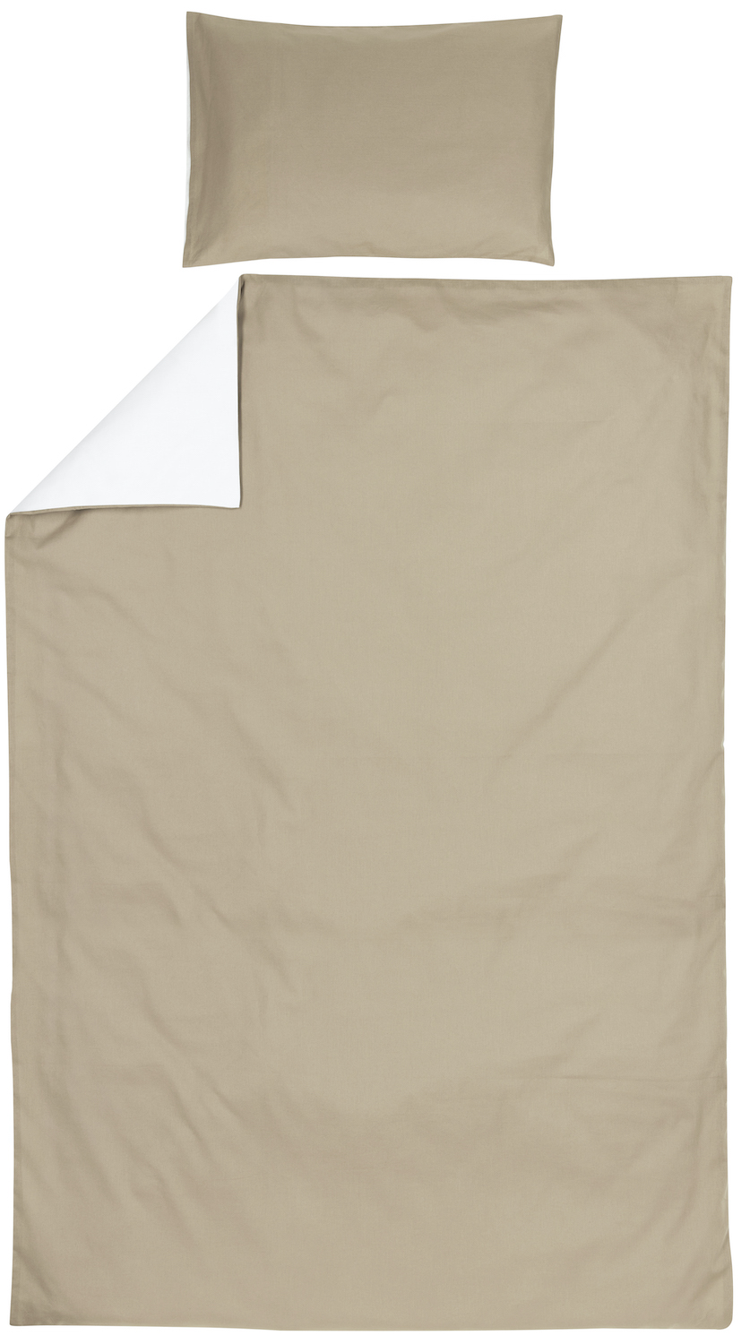 Dekbedovertrek Eenpersoons Uni Taupe Offwhite 140x200/22 - afbeelding 2