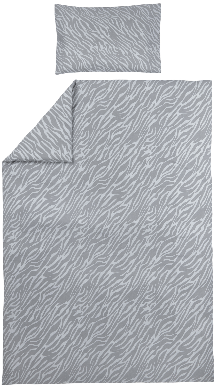 Eenpersoons Zebra Dekbedovertrek - Grijs - 140x200cm