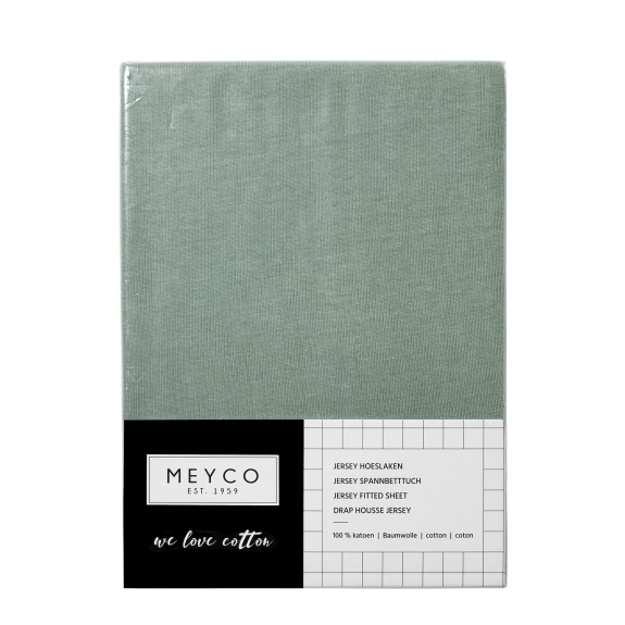 Meyco - Hoeslaken Ledikant Jersey Stone Green - 60x120cm