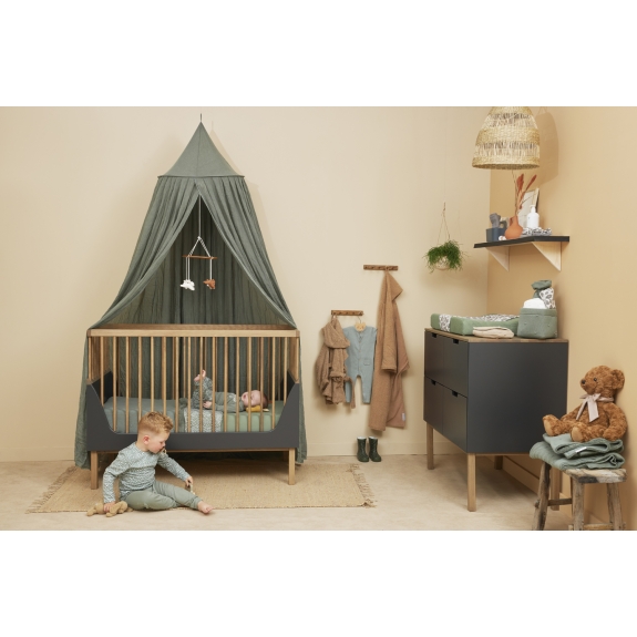 Meyco - Hoeslaken Ledikant Uni Forest Green 60x120cm