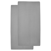 Meyco - Hoeslaken Wieg Jersey Grijs 2-Pack - 40x80/90cm