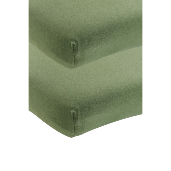 Hoeslaken Ledikant 2-Pack Jersey Uni - Olijfgroen