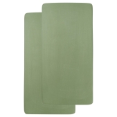 Hoeslaken Ledikant 2-Pack Jersey Uni - Olijfgroen