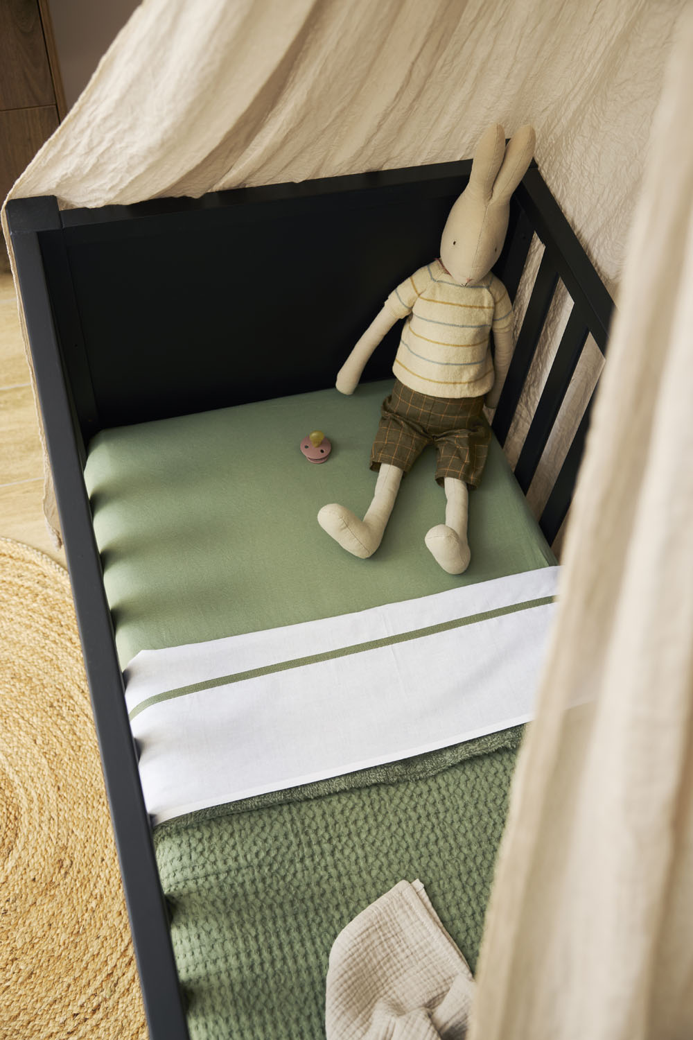Hoeslaken Ledikant Olive Green 60x120cm - afbeelding 5