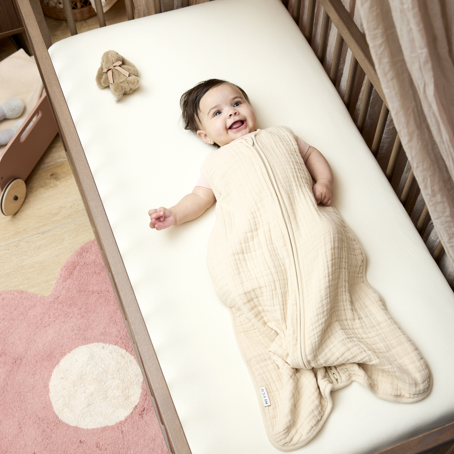 Jersey Uni Hoeslaken Ledikant - Naturel - 60x120cm - afbeelding 4