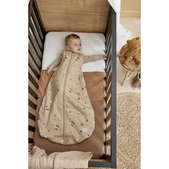 Ronde gevoerde baby slaapzak Forest Animals - zand - 98c