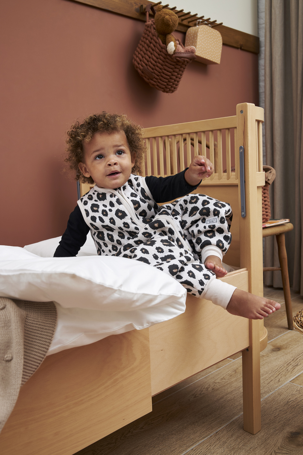 Baby Winter Slaapoverall Leopard Sand Melange 80cm - afbeelding 6
