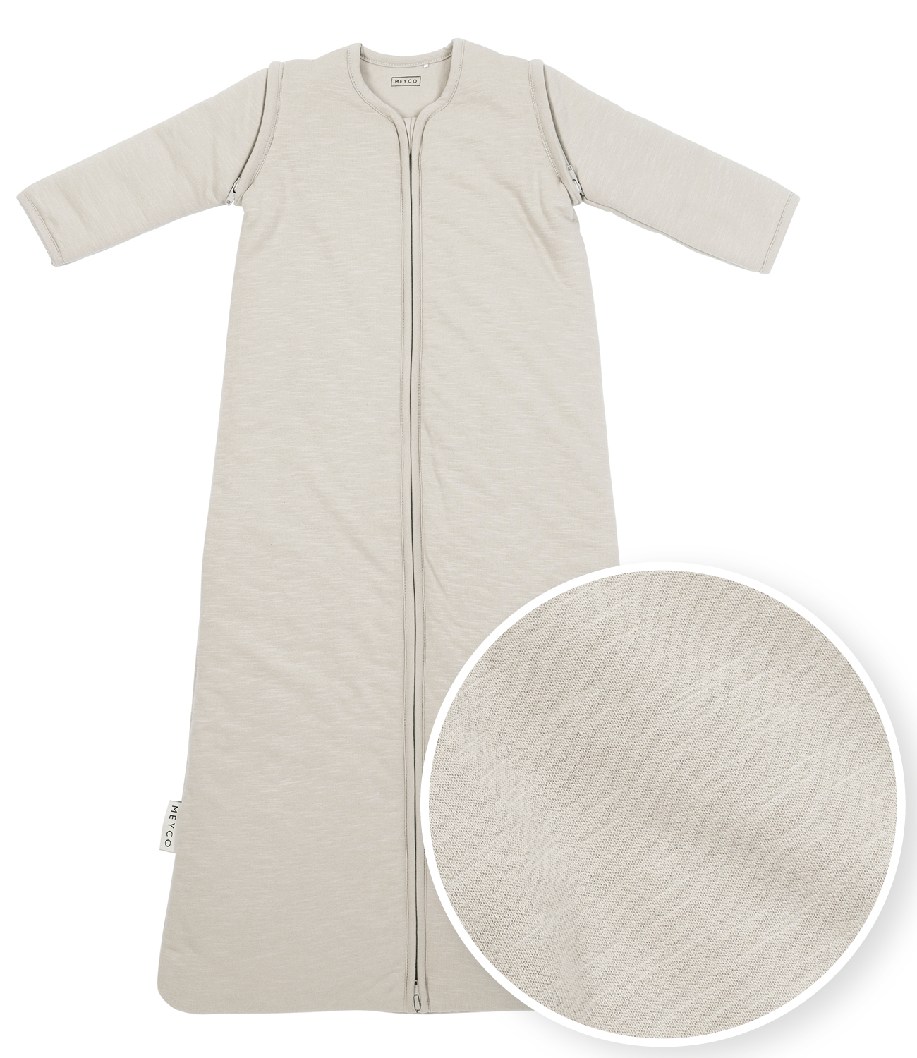 Baby Slaapzak Afritsbare Mouwen Slub - Greige - 70cm - afbeelding 2