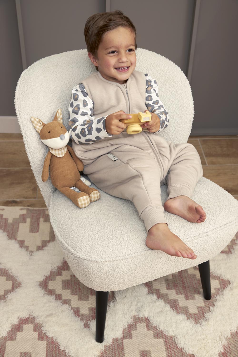 Baby Winter Slaapoverall Jumper Slub - Greige - 92cm