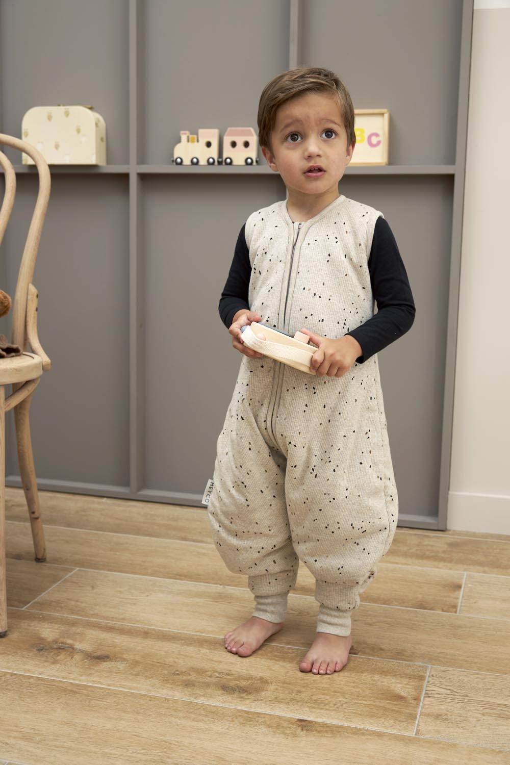 Baby Winter Slaapoverall Rib Mini Spot - Sand Melange -  - afbeelding 7