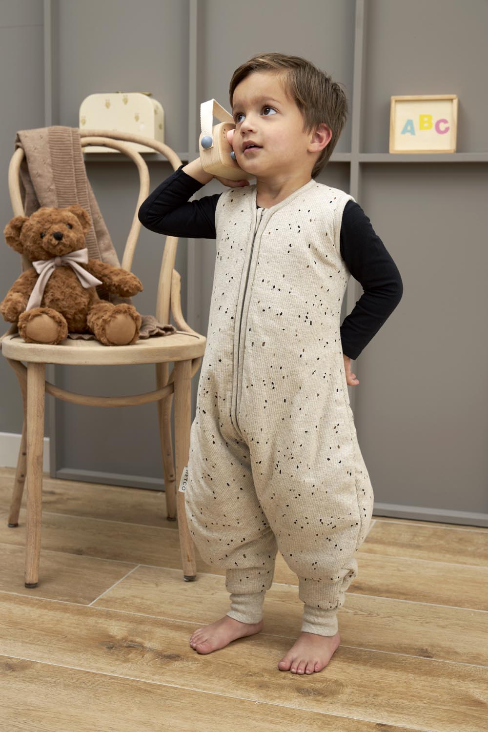 Baby Winter Slaapoverall Rib Mini Spot - Sand Melange -  - afbeelding 6