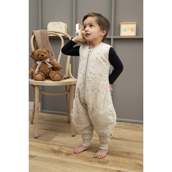 Baby Winter Slaapoverall Jumper Rib Mini Spot - Sand Mel
