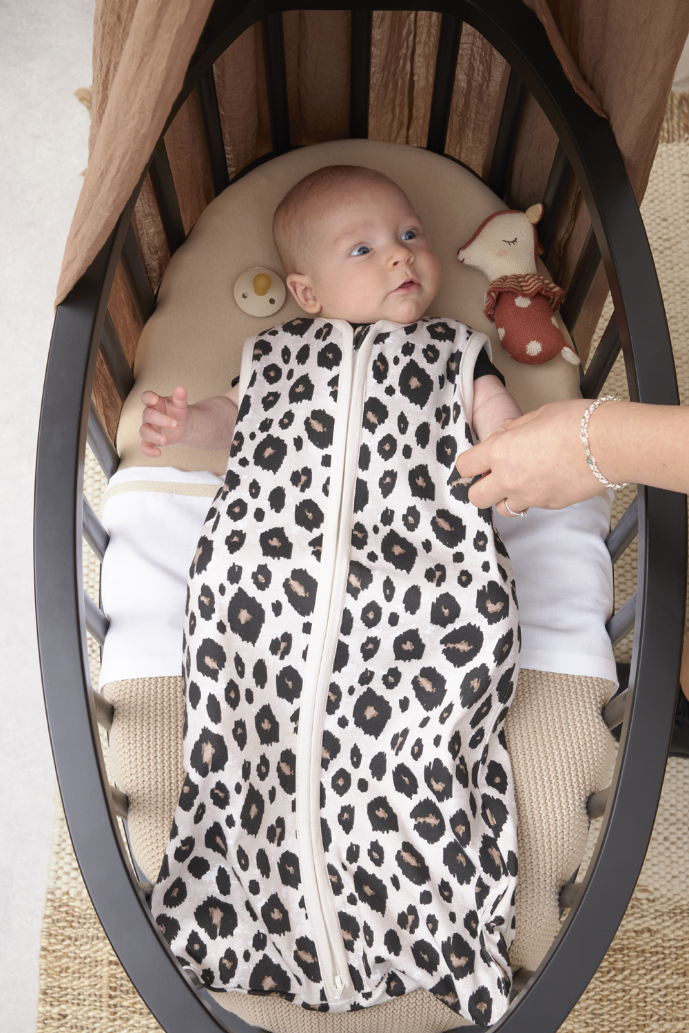 Zomerslaapzak voor Baby met Luipaardprint - Zand Melange - afbeelding 6