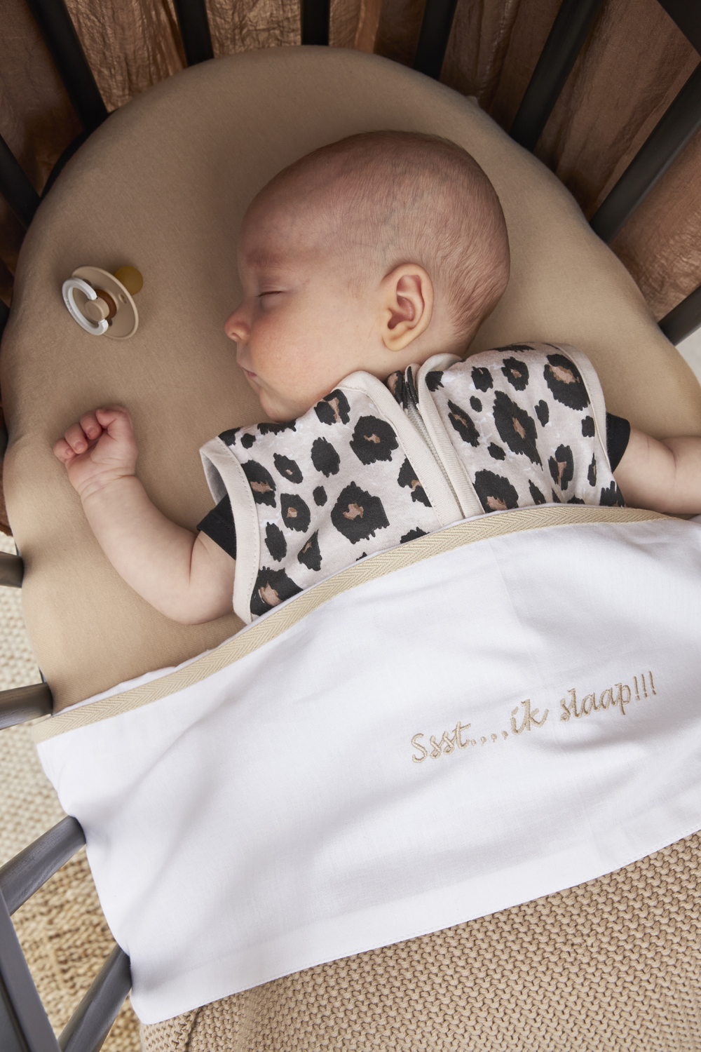Zomerslaapzak voor Baby met Luipaardprint - Zand Melange - afbeelding 8