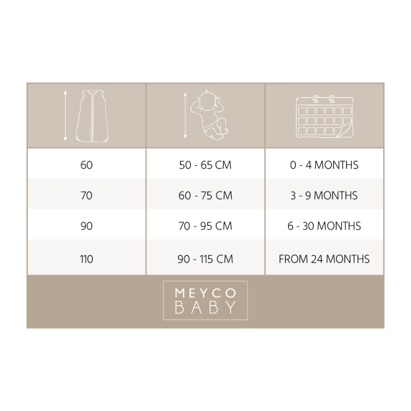 Zomerslaapzak voor Baby pre-washed hydrofiel 70cm - grei