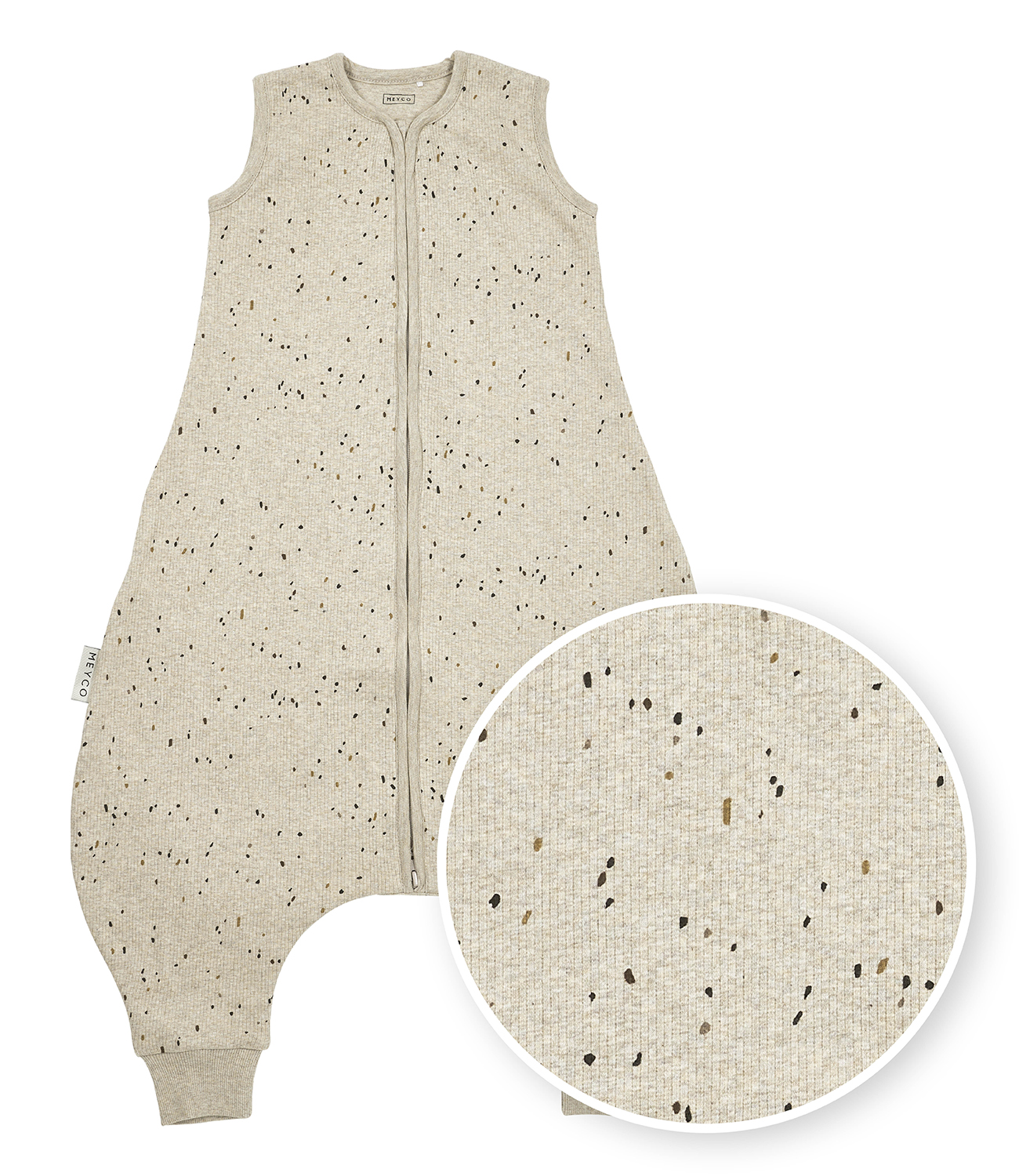 Zomer Slaapoverall Jumper Rib Mini Spot - Sand Melange - afbeelding 2