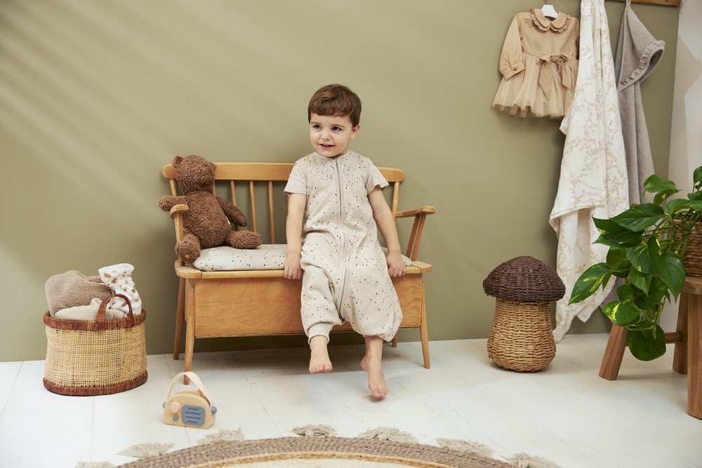 Zomer Slaapoverall Jumper Rib Mini Spot - Sand Melange - afbeelding 6