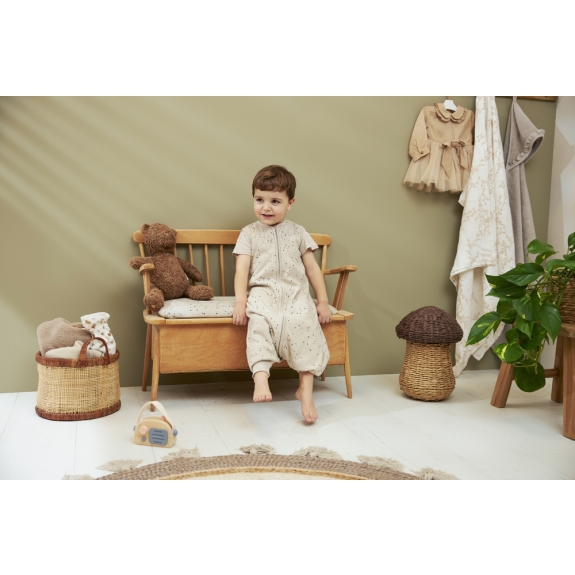 Zomer Slaapoverall Jumper Rib Mini Spot - Sand Melange
