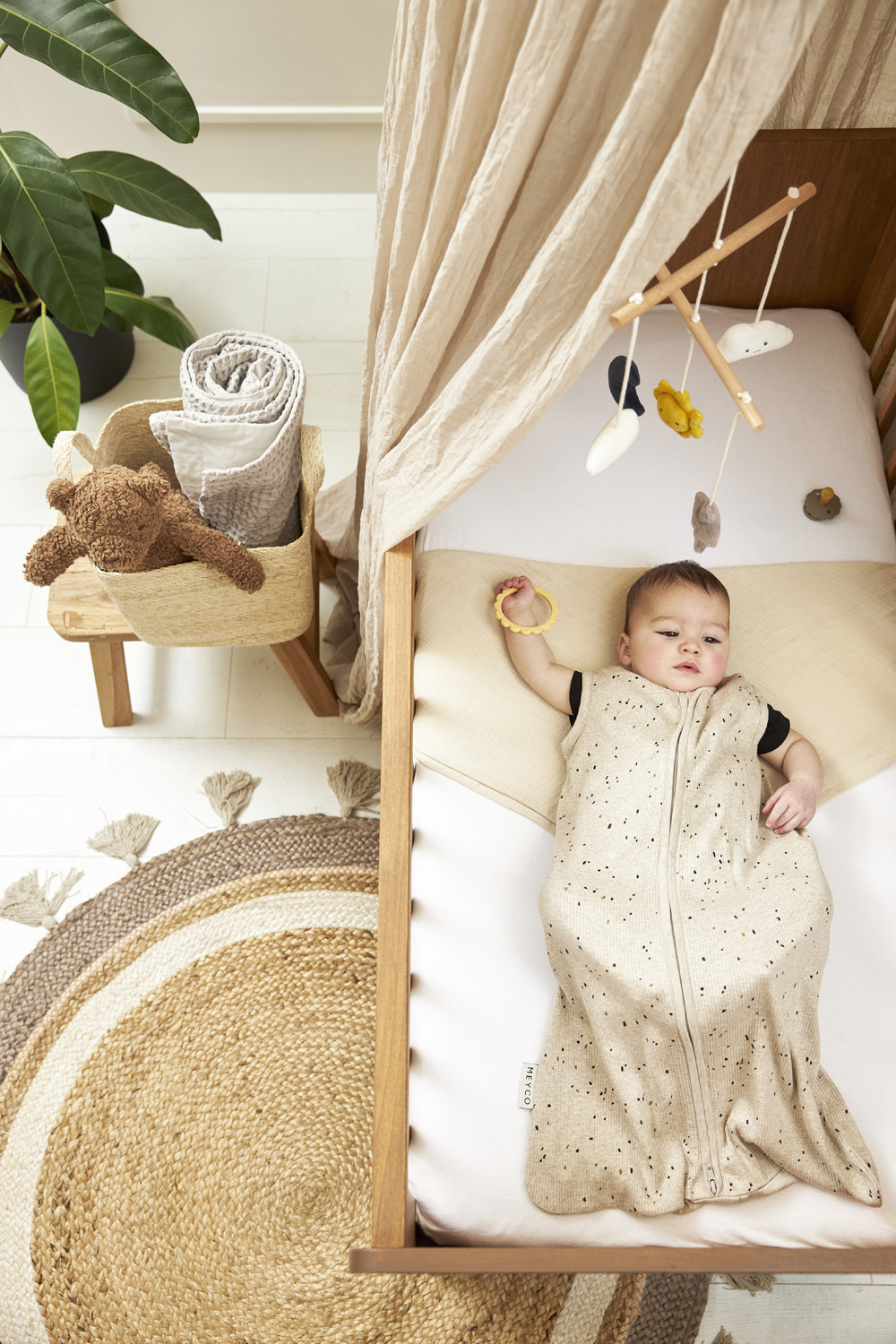 Zomerslaapzak Rib Mini Spot - Sand Melange - 70cm - afbeelding 5