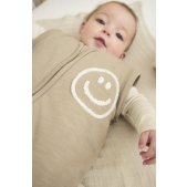 Baby Slaapzak met Afritsbare Mouwen Slub - Taupe/Offwhit