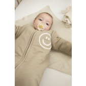 Baby Slaapzak met Afritsbare Mouwen Slub - Taupe/Offwhit