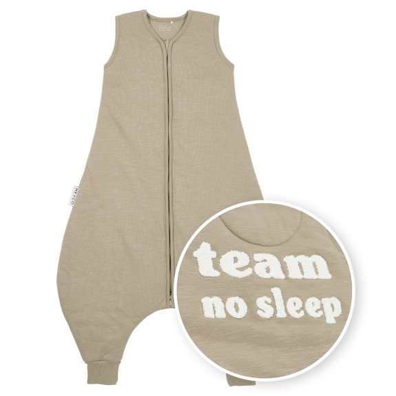 Baby Winter Slaapoverall Jumper Slub - Taupe/Offwhite - 