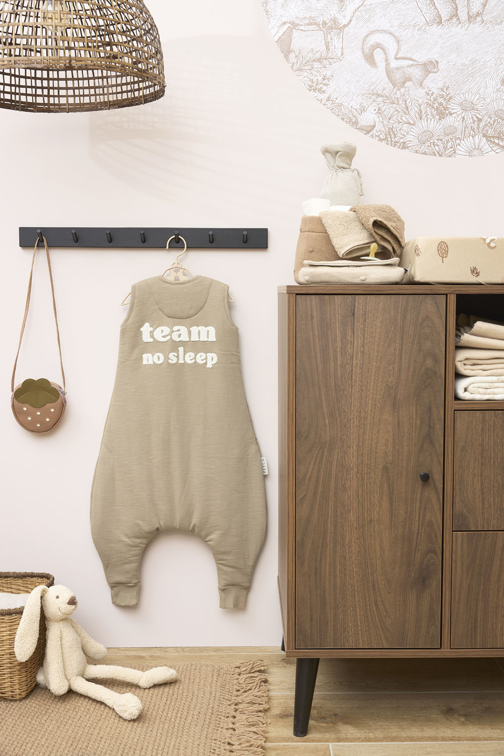 Baby Winter Slaapoverall Jumper Slub - Taupe/Offwhite -