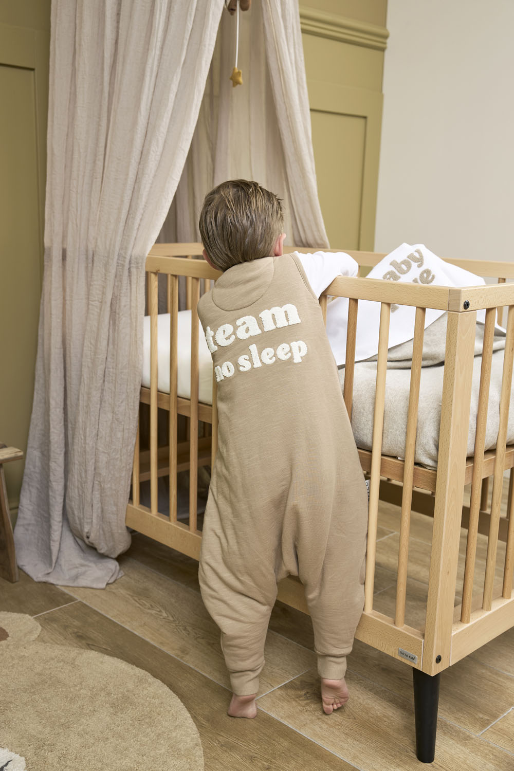 Winter Slaapoverall Jumper met Team No Sleep - Taupe/Off - afbeelding 7