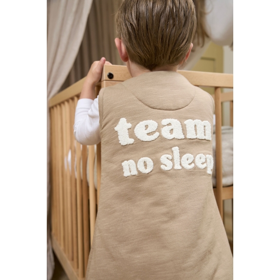 Winter Slaapoverall Jumper met Team No Sleep - Taupe/Off