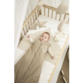 Baby Slaapzak Met Afritsbare Mouwen Slub - Taupe/Offwhit