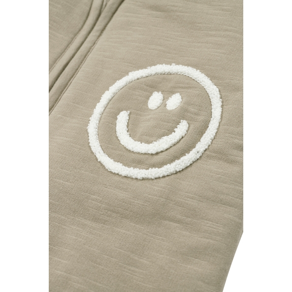 Baby Slaapzak Met Afritsbare Mouwen Slub - Taupe/Offwhit