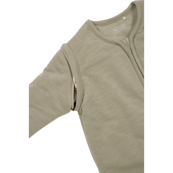 Baby Slaapzak Met Afritsbare Mouwen Slub - Taupe/Offwhit