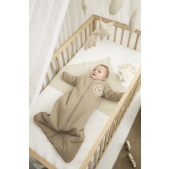 Baby Slaapzak Met Afritsbare Mouwen Slub - Taupe/Offwhit
