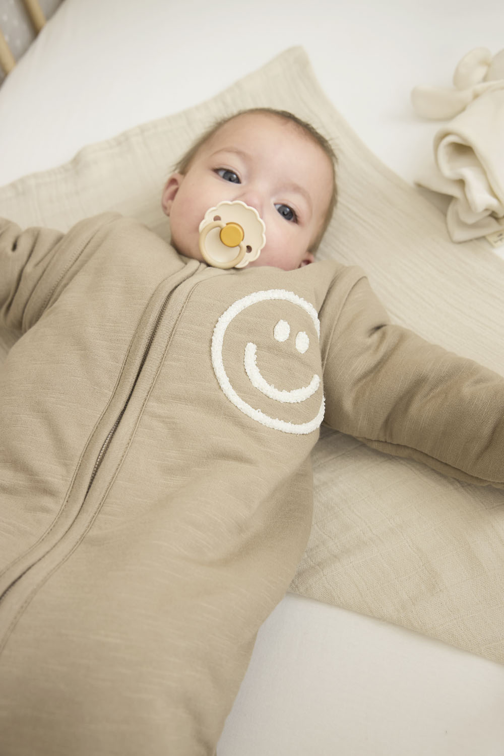 Baby Slaapzak Met Afritsbare Mouwen Slub - Taupe/Offwhit - afbeelding 10