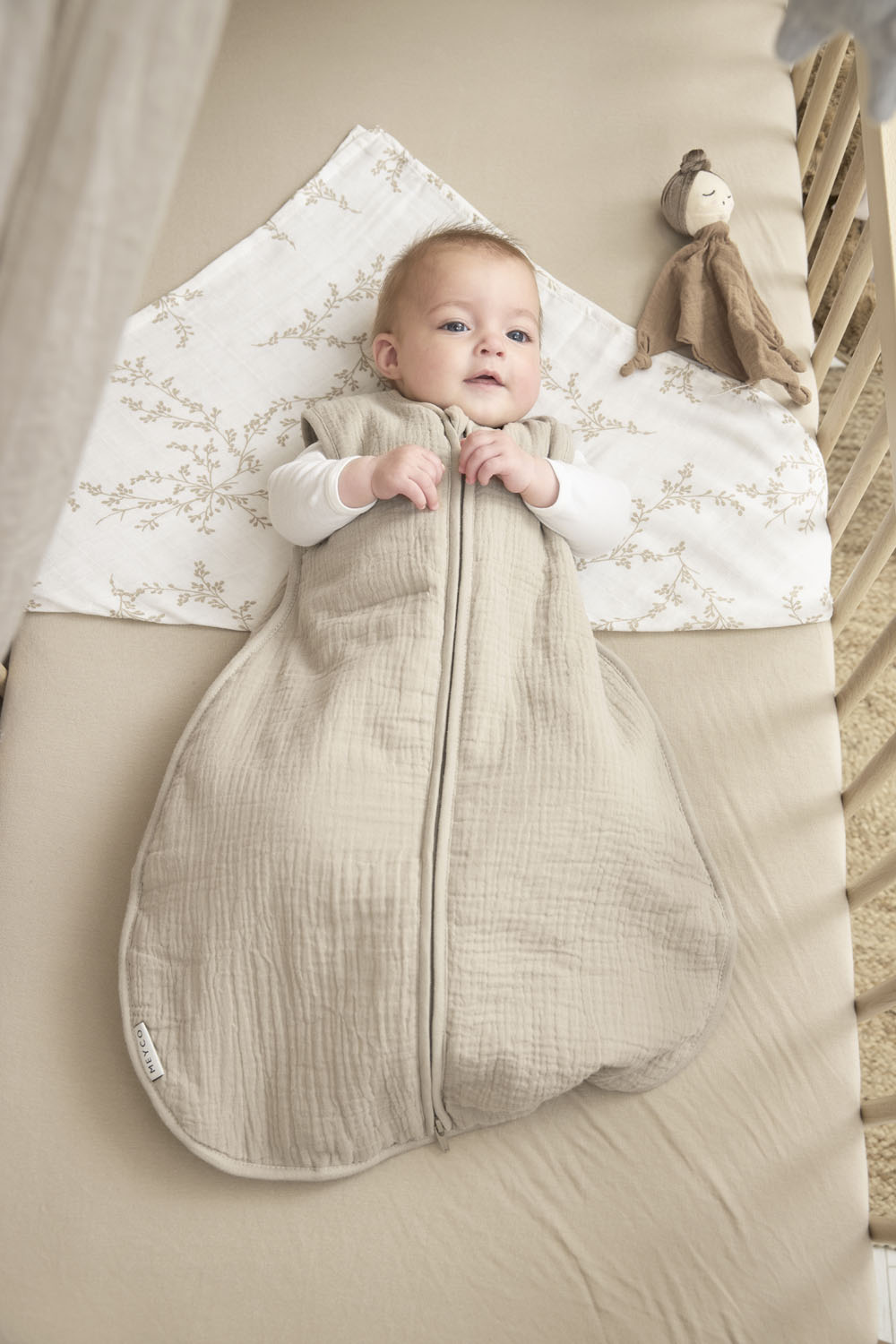 Gevoerde Baby Slaapzak Pre-washed Hydrofiel - Sand - 70c - afbeelding 5