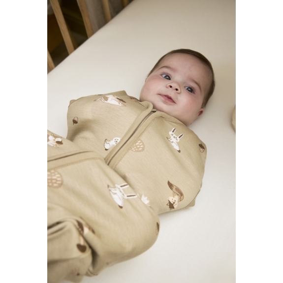 Inbakerslaapzak Forest Animals - Sand - 70cm - 0.3 TOG