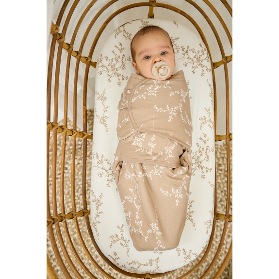 Gevoerde SwaddleMeyco Inbakerdoek Branches - Sand