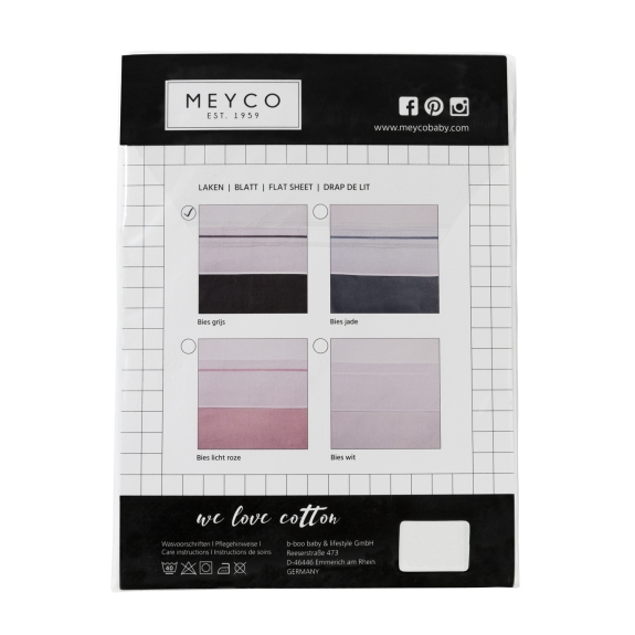 Meyco - Ledikantlaken met Bies - Grijs - 100x150cm