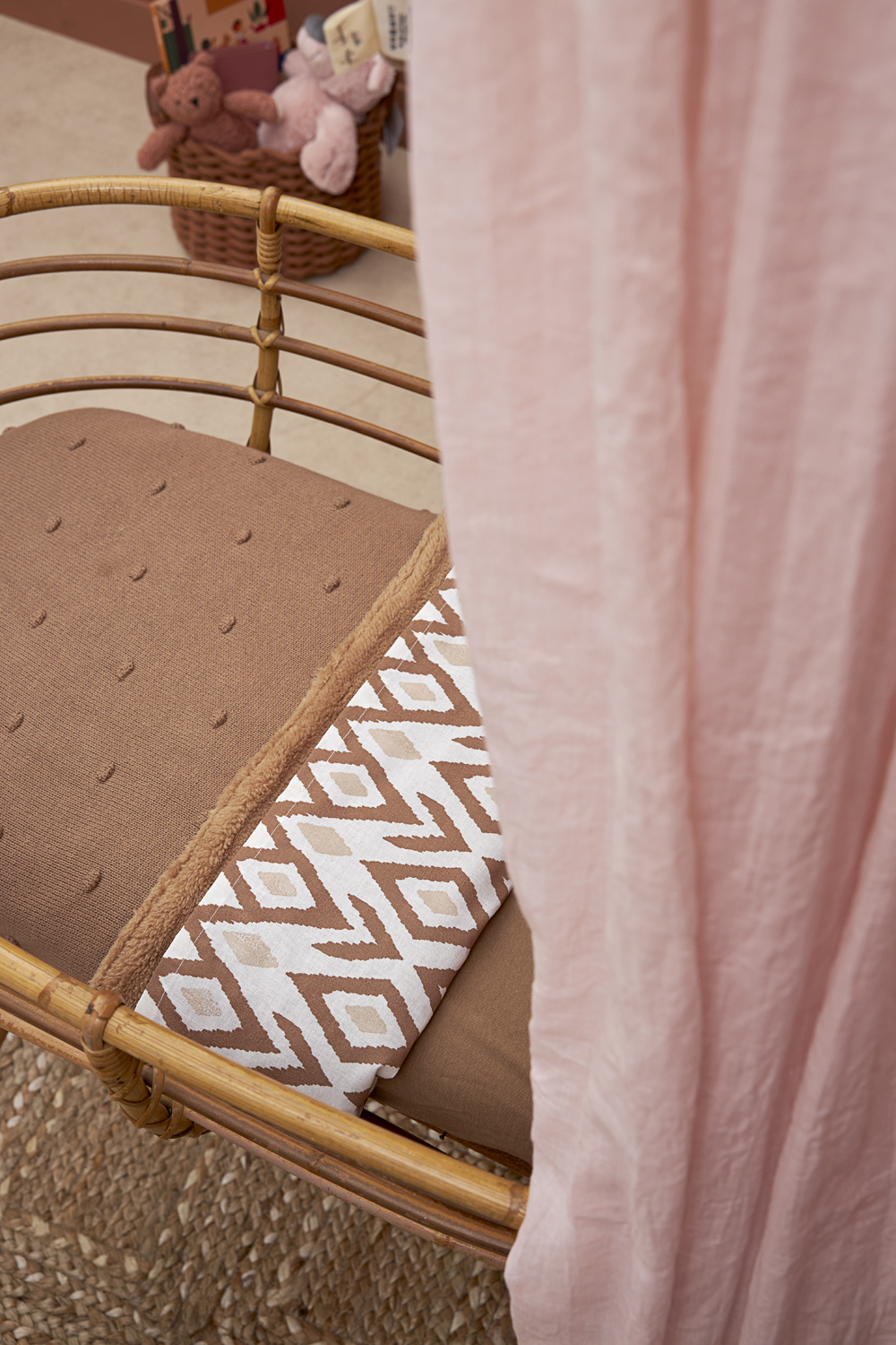 Wieglaken 2-Pack Ikat - Sand/Toffee - 75x100cm - afbeelding 5