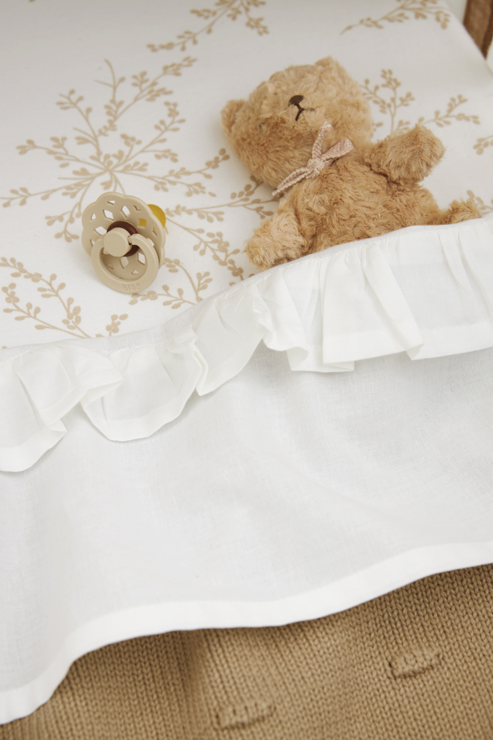 Ledikantlaken met Ruffle - Offwhite - 100x150cm