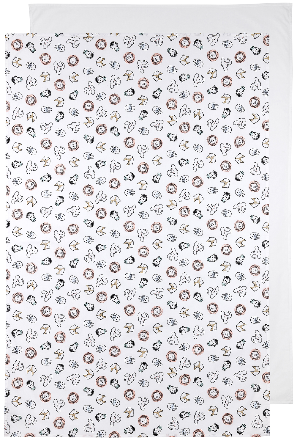 Wieglaken 2-pack Animal/Uni - Wit - 75x100cm - afbeelding 2