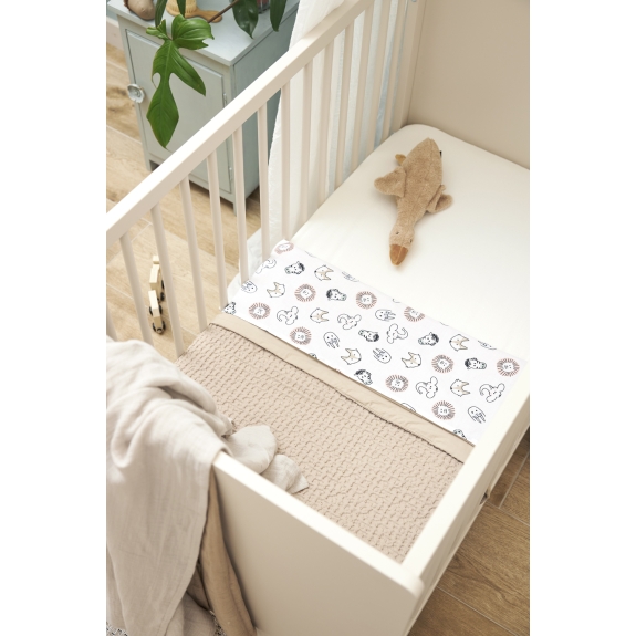 Ledikant Laken 2-Pack Dieren/Effen - Wit - 100x150cm