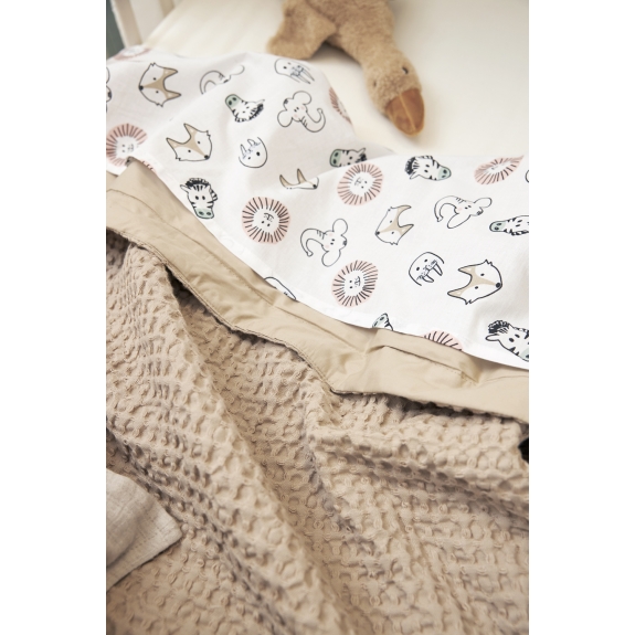 Ledikant Laken 2-Pack Dieren/Effen - Wit - 100x150cm