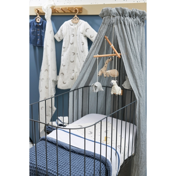 Meyco - Wieglaken met Bies - Indigo - 75x100cm