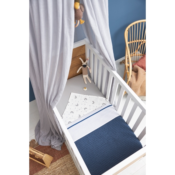 Meyco - Wieglaken met Bies - Indigo - 75x100cm